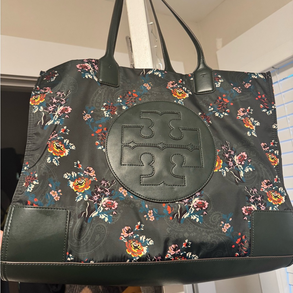 Tory Burch Ella Large Green printed Tote